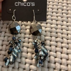 0089-Chico's Black and Silver Beaded Earrings